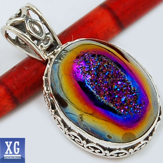 SP46358 TITANUM DRUZY 925 STERLING SILVER PENDANT JEWELRY  