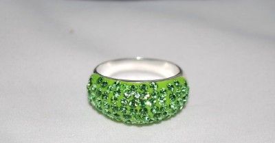 New Sterling Silver Green Pave Crystal Ring David Sigal  