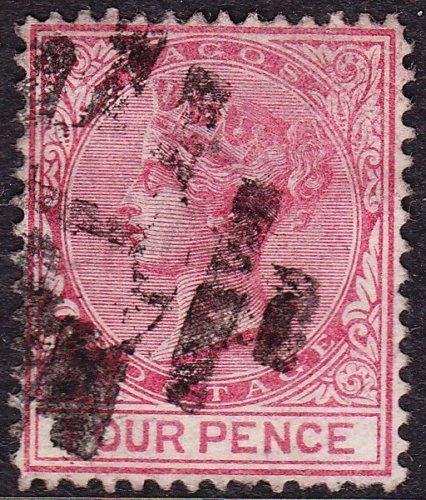 Lagos QV 1876 1879 sg14a (4d) used   wmk sideways  