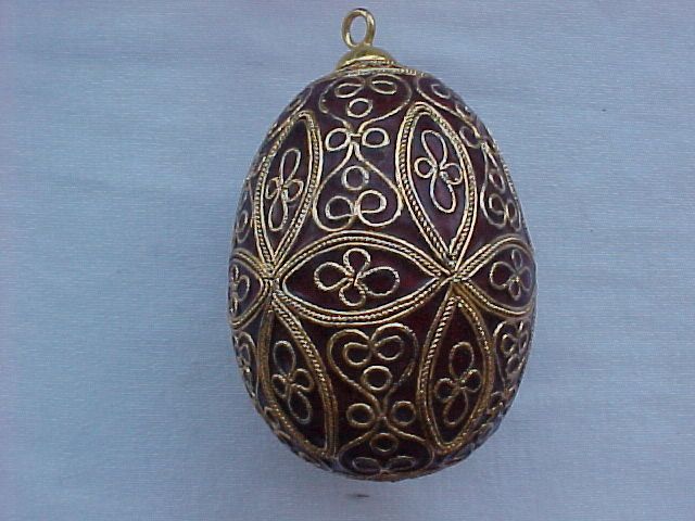 Brown Cloisonne Egg Christmas Ornament.  