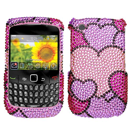 BLING Cover Case FOR Blackberry CURVE 8520 8530 HEART C  