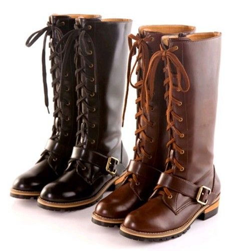   Up Punk/Rock Buckle Strap Knee High Riding Boots Shoes UK 2.5 8  
