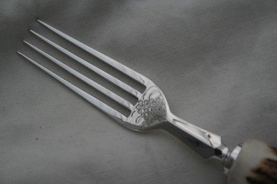 GENUINE STAG CROWN HANDLE DESSERT FORKS SHEFFIELD ENGLAND c1900 