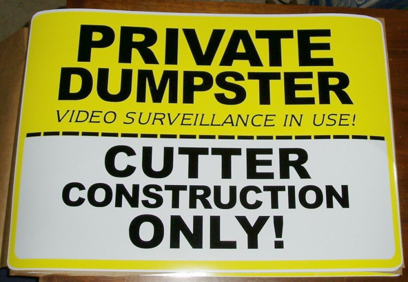 PRIVATE DUMPSTER NO DUMPING Pair Signs ~~ MAGNETIC SIGN  