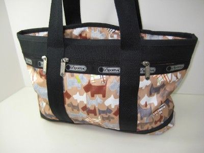 LESPORTSAC SCOTTY DOG TERRIER PRINT SHOPPER SHOULDER BAG TOTE HANDBAG 