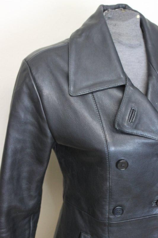 SEXY VINTAGE WOMENS 70S 3/4 LEATHER COAT JACKET M.  