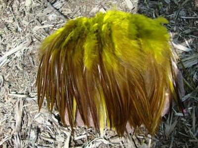 50+ OLIVE ~ CHINESE ROOSTER SADDLE HACKLE FEATHERS 6 7  