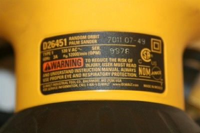 DeWalt D26451 5 Random Orbit Palm Sander REPAIR/PARTS  