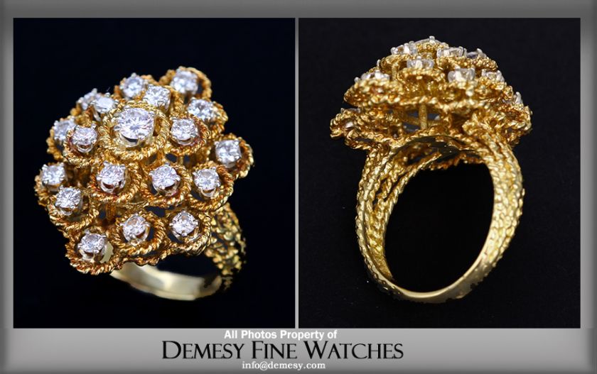 Amazing Vintage 18K Yellow Gold & Diamond Cluster Ring  