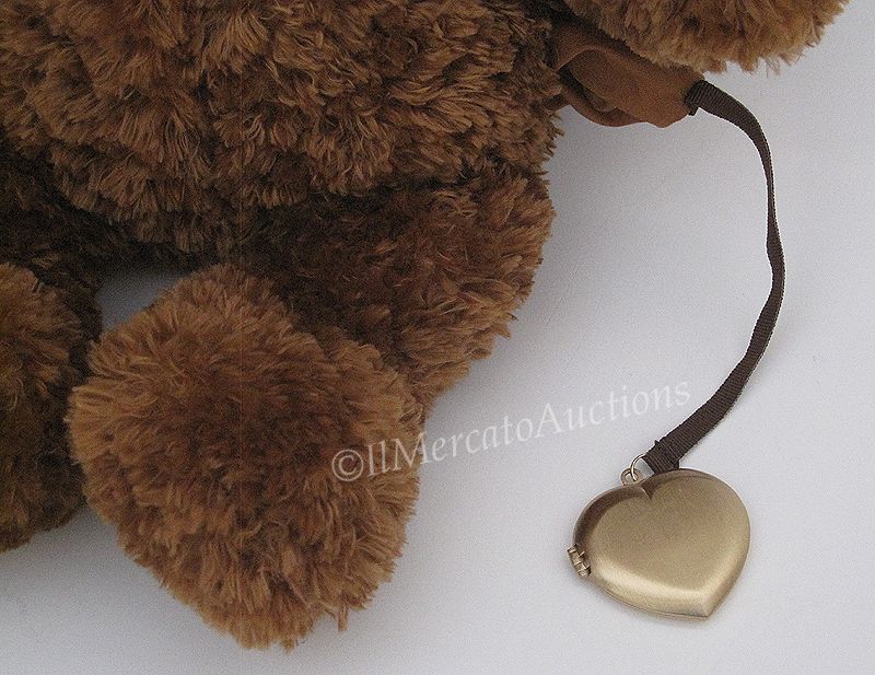 Rare GUND COMFORT CUB 45643 Plush Brown Teddy Bear Locket Stuffed 