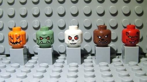 LEGO Lot of 5 MONSTER HEADS Halloween Horror Pumpkin Zombie Skeleton 