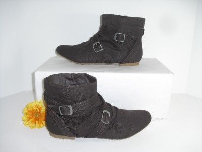 Material Girl 10 M Saber Brown Ankle High Buckle Boots Booties Womens 