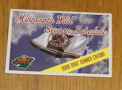 minnesota wild pocket schedule 2006   2007 NHL  