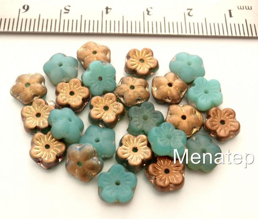 25 8x3mm Flat Flower BeadsMilky Peridot   Apollo Matte  