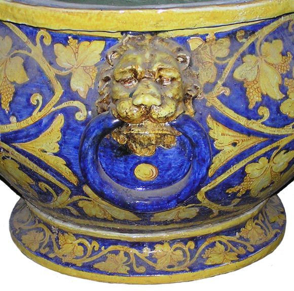 Large Italian Faience Jardiniere Cachepot Planter  