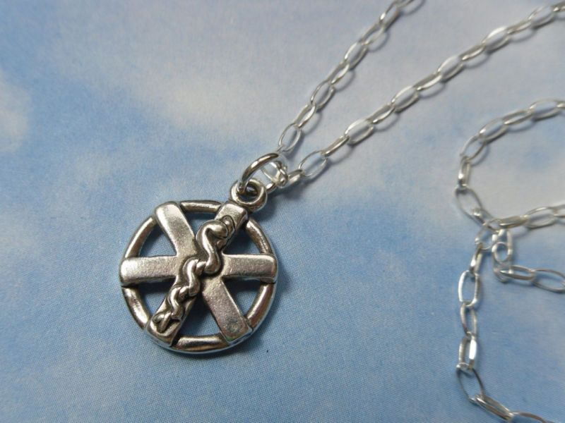 Medical Cross Necklace   Sterling silver  paramedic emt  