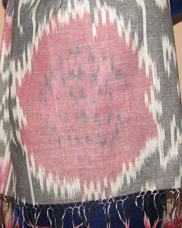 HAND MADE UZBEK SUZANI DESIGN IKAT COTTON SCARF #8281  