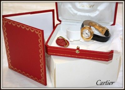 IMMACULATE CARTIER 18K GOLD VERMEIL TRINITY LADIES WATCH, SAPPHIRE 