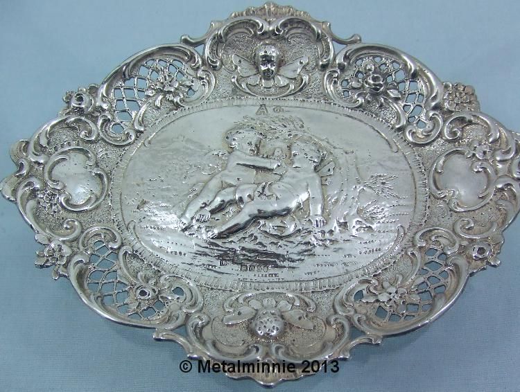 CHERUBIC SILVER SWEETMEATS DISH DUTCH IMPORT MARK 1898  