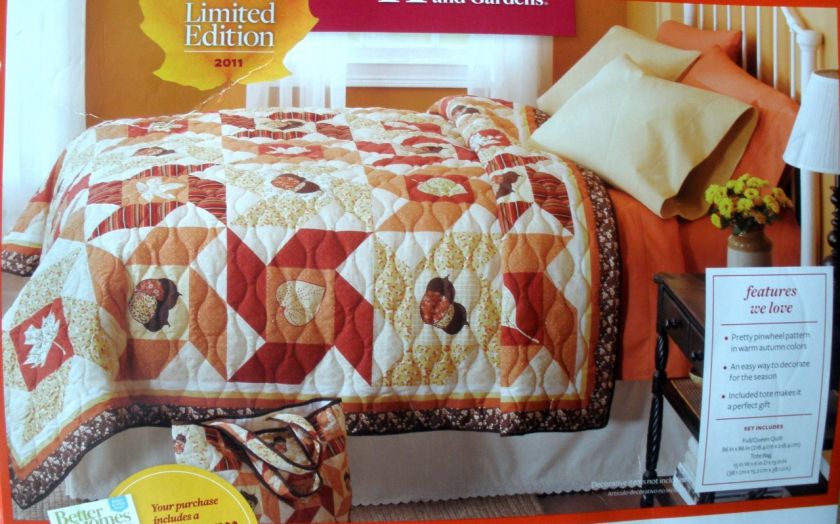   & Gardens Harvest Pinwheel Maple Leaf Full/Qn King Quilt & Tote Set