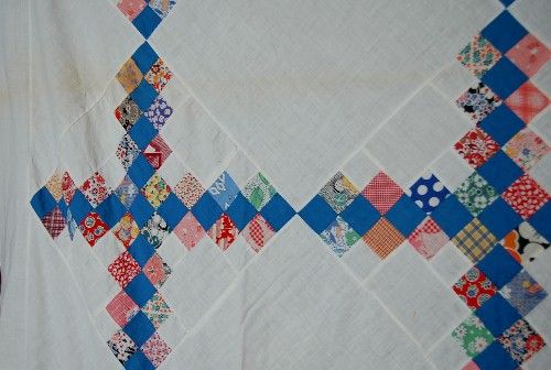 XL 30s Postage Stamp Irish Chain Antique Quilt Top  