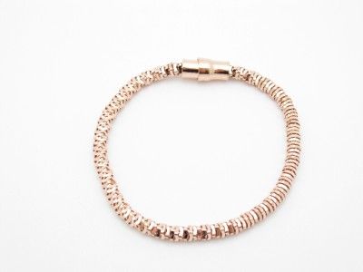 18KT ROSE GOLD SILVER DIAMOND CUT SOFT MESH BRACELET  