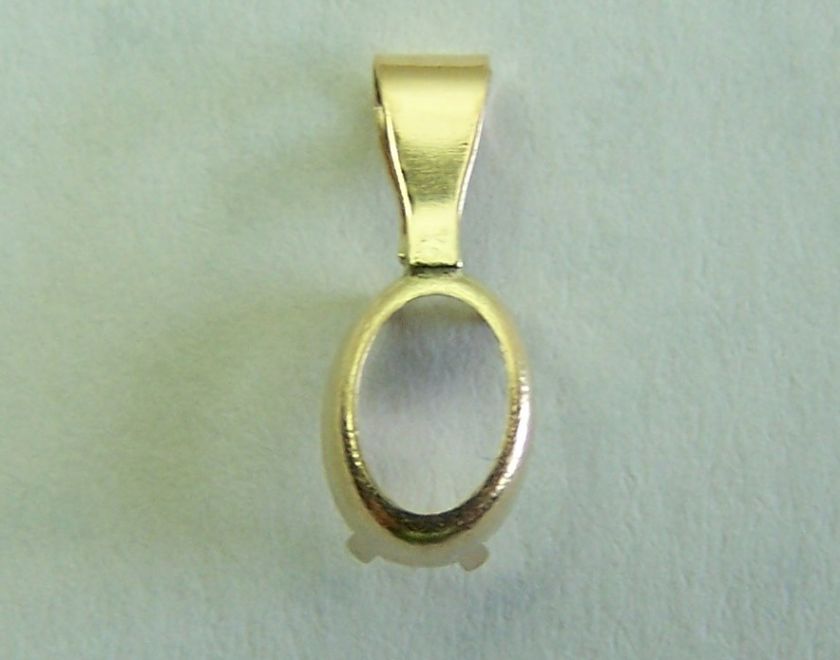 14k OVAL PENDANT BACK SET 6x4 setting finding gold  