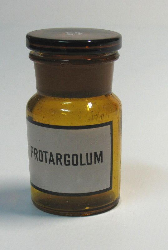 ANTIQUE APOTHECARY GLASS PROTARGOLUM BOTTLE JAR  