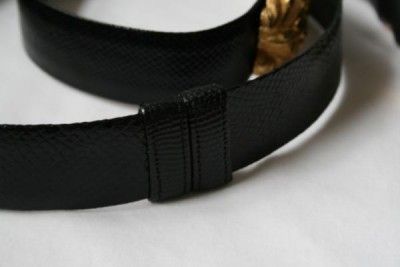 383 JUDITH LEIBER Double Frog Black Snakeskin Belt  