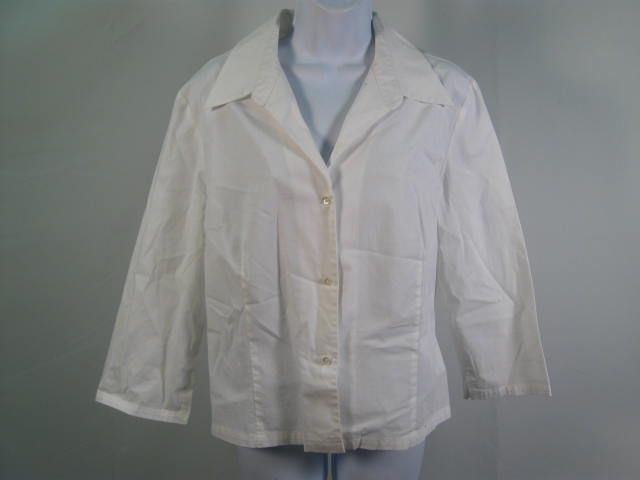 RANDY KEMPER White Button Down 3/4 Sleeve Shirt Top 12  