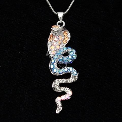 King Cobra Serpent Snake Crystal Pendant Necklace VP520  