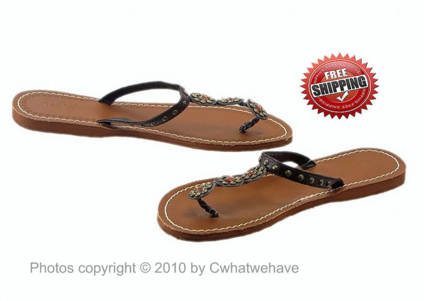 Apt 9 Woman Brown Embellished Flip Flops 9 10 #3544  