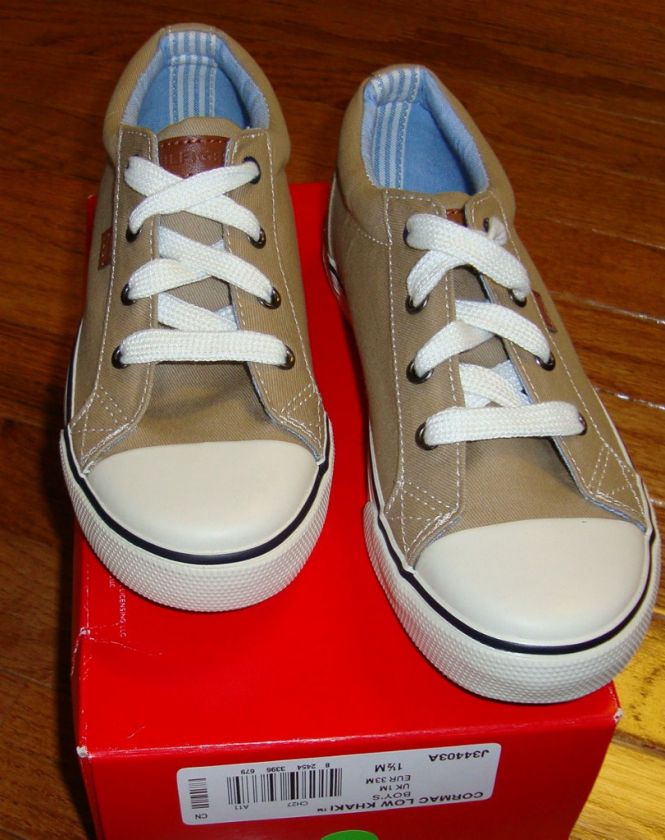 NEW TOMMY HILFIGER BOYS CORMAC KHAKI SHOES 1.5M  