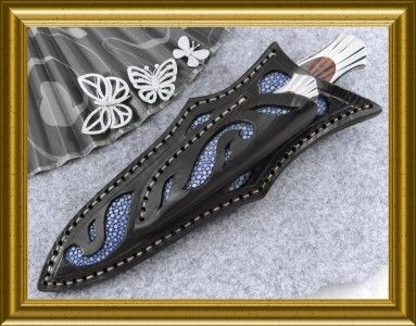 CUSTOM FIXED DOUBLE EDGED DAGGER KNIVES*ROSE WOOD BURL(F2g)HANDMADE 