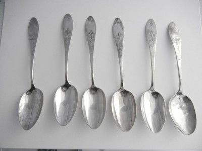 Antique 800 Silver Germany 6 Table Spoons W/ Box LAFRENTZ  