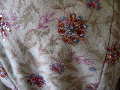 FROSTFRENCH Beige Bolero Jacket w/Sequin Flowers Sz 4 US; 6 UK  