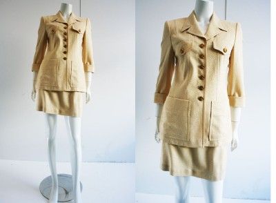 Auth ESCADA Gold Blazer+Shorts VTG Outfit $1250 34/XS  