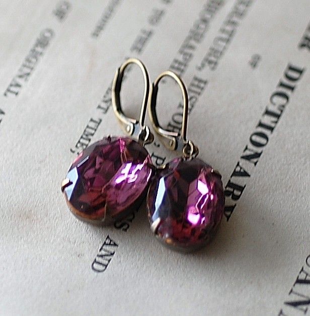 Vintage Lt. Amethyst German Estate Crystal Earrings  