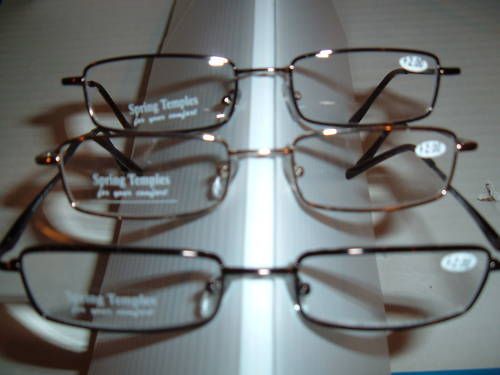 MENS READING GLASSES fashion thin FRAME POWER +3.50  