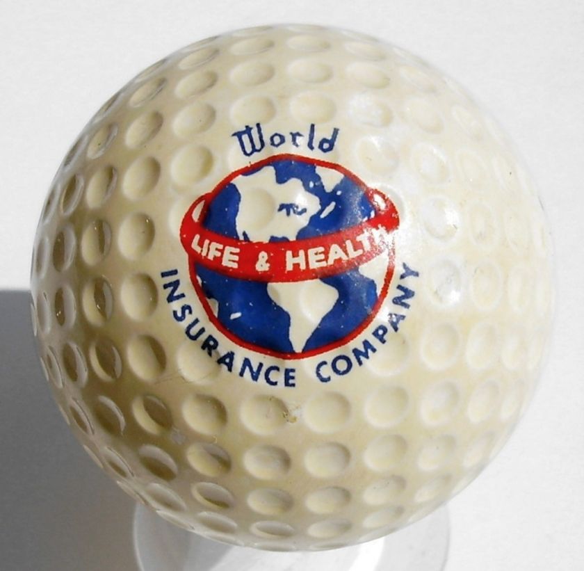 Vintage Old Antique Golf Ball Adv. WORLD INSURANCE CO.  