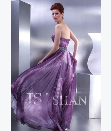 JSSHAN Purple Runway Ruffles Prom Ball Evening Dress  