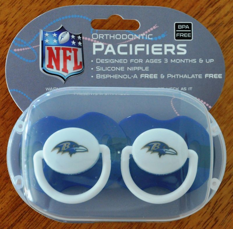 Baltimore Ravens Baby Infant Pacifiers NFL New 2 Pack  
