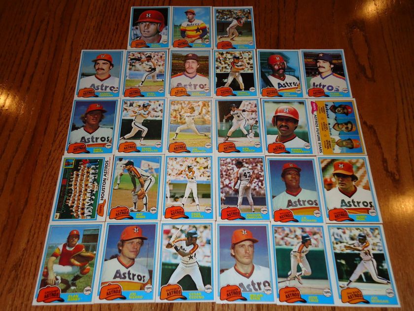 1981 Topps HOUSTON ASTROS Team Set NOLAN RYAN, JOE MORGAN, CEDENO 