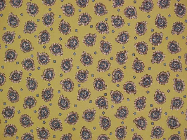 John Wolf Paisley Drapery Upholstery Fabric Yellow Teal  