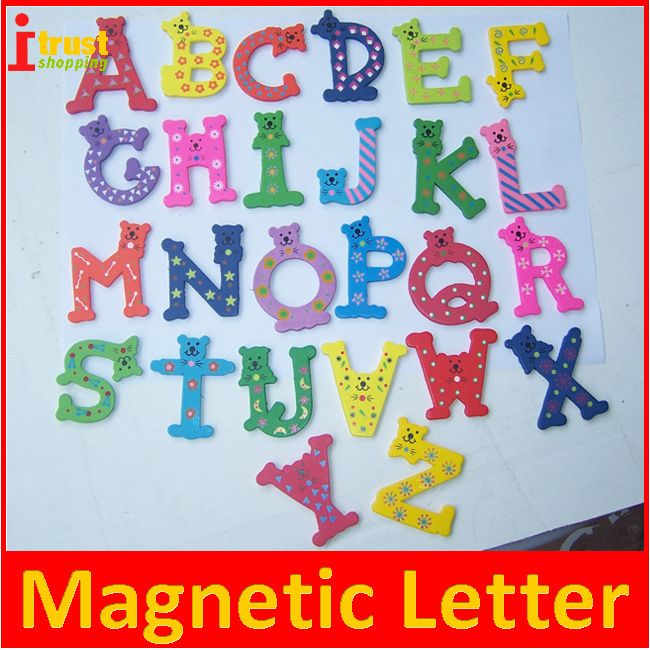 Wooden cute magnetic Letter kid alphabet fridge magnets  