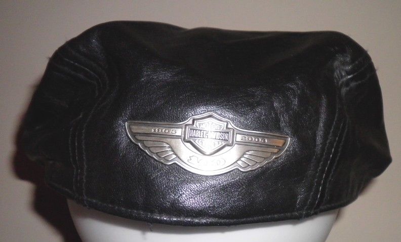 Harley Davidson Medium 100th Anniversary Edition Leather Cap Hat Beret 