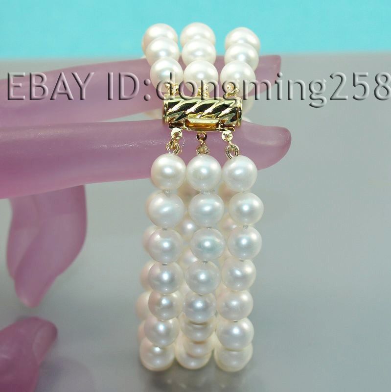   9MM WHITE FRESH WATER PEARL BRACELETS 7, 7.5, 8, 8.5, 9  