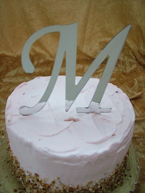 Monogram Cake Topper Initial Mirror Acrylic Letter  