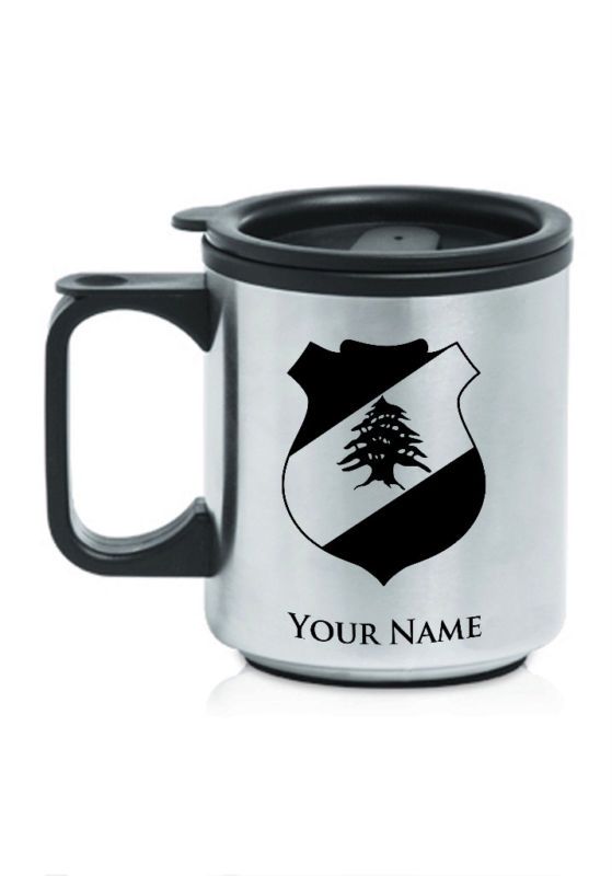 Personalized Stainless Coffee Mug  Lebanon Coat of Arms  