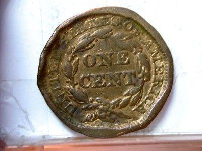 1857 BRAIDED HAIR LARGE CENT ID#L111 ~~  